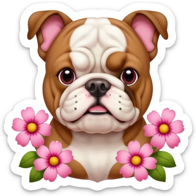 Bulldog with flowers  sticker