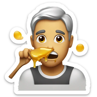 Hangry face eating honey sticker