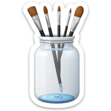 Water jar for brushes sticker