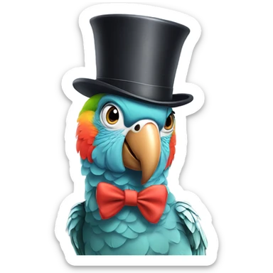 Parrot wearing top hat ￼ sticker