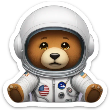 astronaut but in a plush bear position (sit) sticker