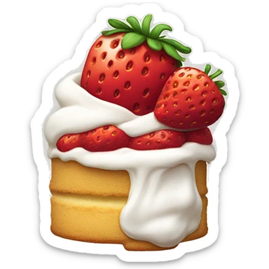 Strawberry shortcake dessert with buttermilk biscuit no face cartoon   sticker