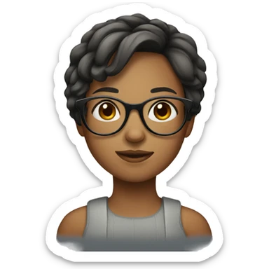 girl with glassess, short hair sticker