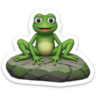 pepe the frog sitting on rock sticker