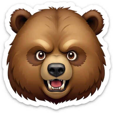rough grizzly bear with a big nasty scar across his face, violent sticker