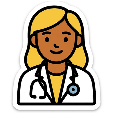 Latina doctor with light blonde hair, professional and friendly sticker