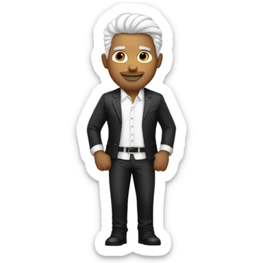 um homem  branco com cabelo grisalho em pe com terno preto sticker
