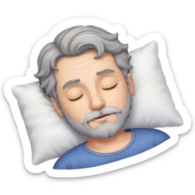 Sleeping man with grey beard and short wavy hair sticker