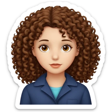 Chica con cabello chino mediano piel blanca ojos cafés  sticker