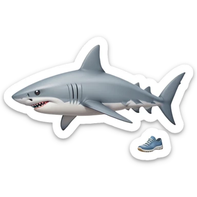 Shark walking on the beach with his shoes on sticker