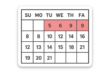 calendario con 5 giorni di fila segnati per il ciclo sticker