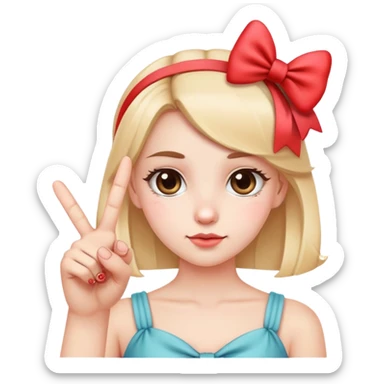 I would like an emoji of a cute girl with a bow on her head and showing the middle finger. sticker