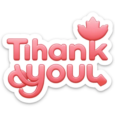 the words thank you in coral pink sticker