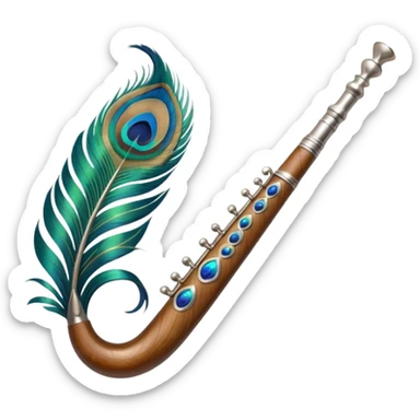 Peacock feather and flute separately sticker