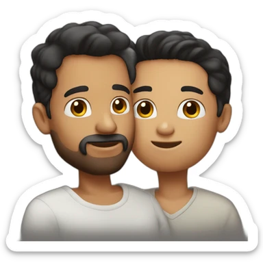 redhead brown man kissing black haired man sticker