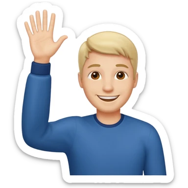 happy man rising hand sticker