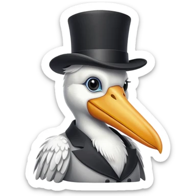 pelican in top hat sticker