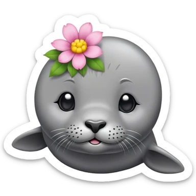 Seal with flower on the head sticker