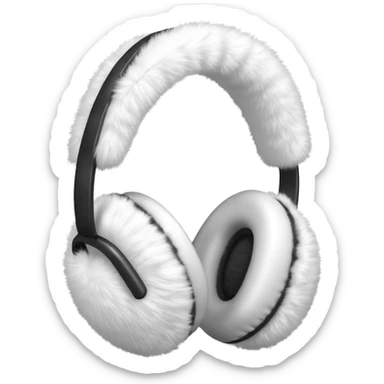 white fuzzy winter ear muffs, fluffy earmuffs, winter accessory sticker