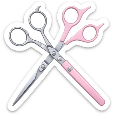 open hairdressing scissors pastel pink handles sticker