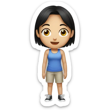 Asian girl black hair in tank top sticker