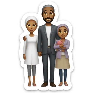 black muslim family father mother three kids sticker