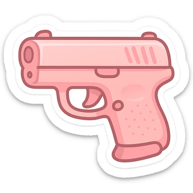 pink gun, playful, cartoonish, soft edges sticker