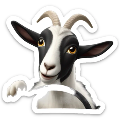 Goat in puffy black coat driving 2024 hummerEV sticker