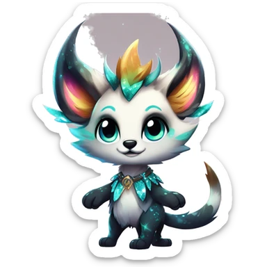 Cool cute Kawaii edgy fantasy animal sparkle fursona Fionbri creature by griffsnuff & LiLaiRa & Falvie full body sticker