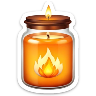 aesthetic scented candle with flame in a decorative glass jar sticker