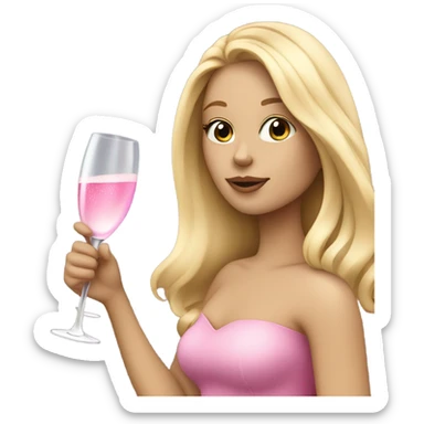 Pretty blonde lady with long hair drinking pink champagne sticker