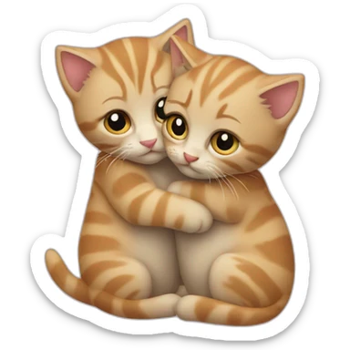2 kittens hugging each other  sticker