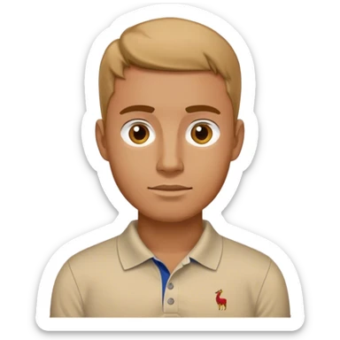 Chad wearing a polo shirt sticker