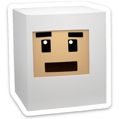 A Minecraft block with a smile sticker