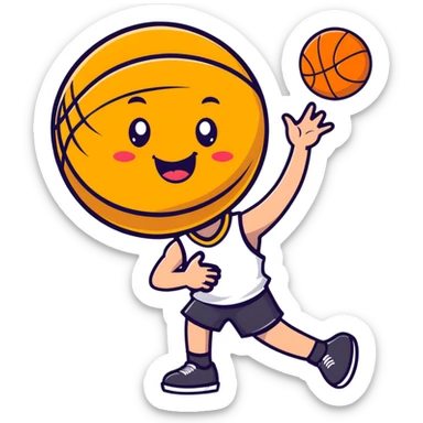 An adorable cartoon basketball with a happy face and rosy cheeks sticker