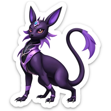 Shiny Dark Edgy Gothic Gloomy Futuristic Salandit-Umbreon-Espeon-Anubis-Hybrid (Full body) sticker