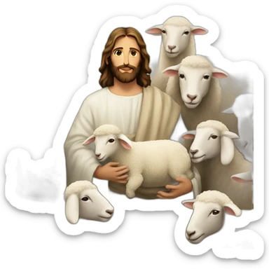 Jesus with sheep sticker