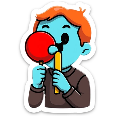 Man licking lollipop sticker