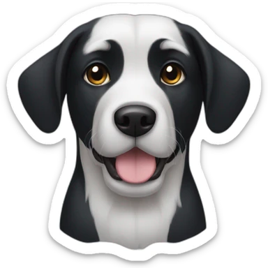 completely black dog with a white chest and floppy ears sticker