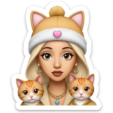 Cardi b wearing a cat hat sticker