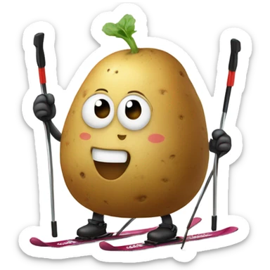 Skiing potato sticker