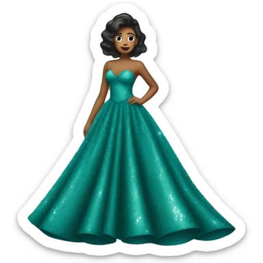 teal glittery prom dress sticker