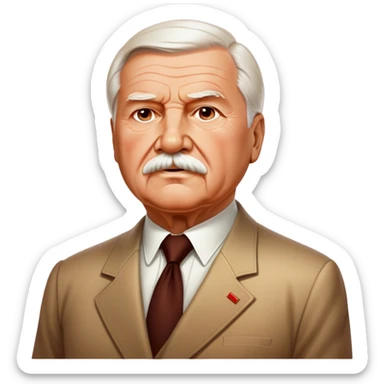 Cinematic Realistic Lech Wa≈Çƒôsa Pop Culture Emoji, depicted with a resolute, charismatic portrayal of the iconic leader rendered with lifelike detail and inspiring, dynamic lighting. sticker