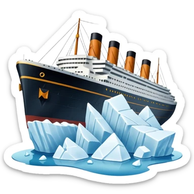 The Titanic hitting a iceberg sticker