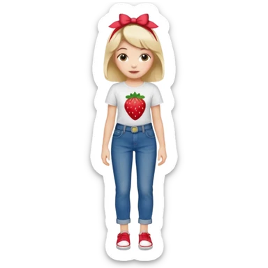 Strawberry shortcake human girl full body and legs with a strawberry barrette on her hair without a cake sticker