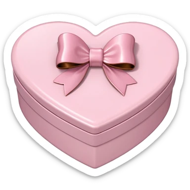 pale pink heart box, pale pink bow, filled with chocolates inside sticker