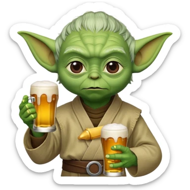 Yoda avec une bierre sticker