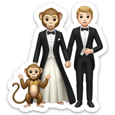 Full body man  marrying a monkey sticker