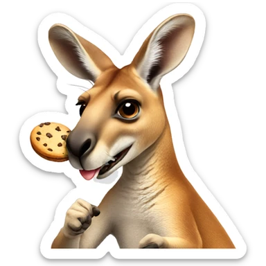 Kangaroo eating a cookie sticker