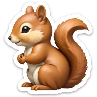 Beautiful and Majestic Squirrel Portrait Emoji, Head and body rendered in serene repose with a gentle, content smile and softly closed eyes, showcasing a delicately textured, bushy-tailed form and perky little ears, Simplified yet exquisitely endearing features, highly detailed, glowing with a soft, drowsy woodland light, high shine, relaxed and utterly enchanting, stylized with an air of timeless forest majesty, soft glowing outline, capturing the essence of a beautiful and majestic squirrel that embodies the pure charm of nature! sticker